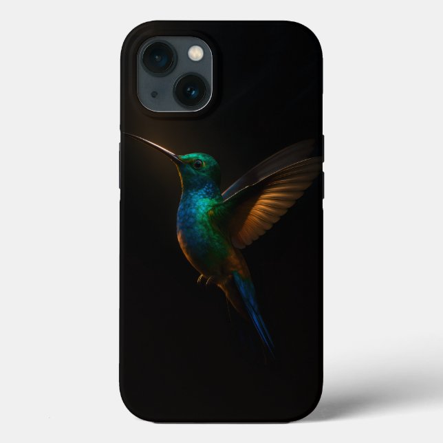 Black 4 Luxe iPhone Case, Blue-Golden Hummingbird Case-Mate iPhone Case (Back)