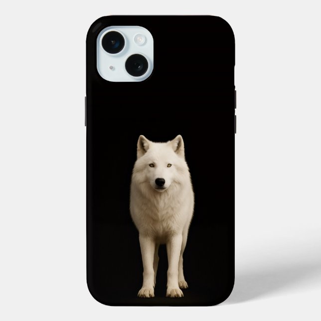 Black 4 Luxe, Ivory Arctic Wolf iPhone 15 Plus Case-Mate iPhone Case (Back)