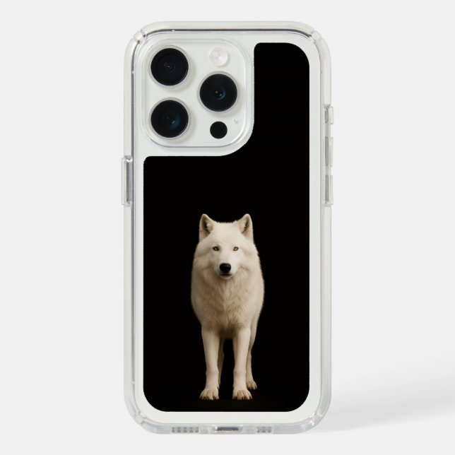 Black 4 Luxe, Ivory Arctic Wolf iPhone 15 Pro Speck iPhone Case (Front (White Titanium))