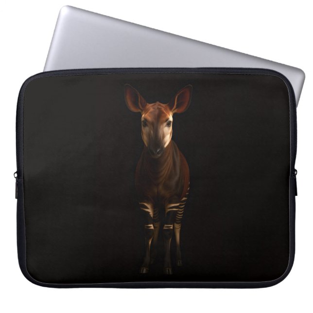 Black 4 Luxe Laptop Sleeve, Forest Okapi Sleeve (Front)