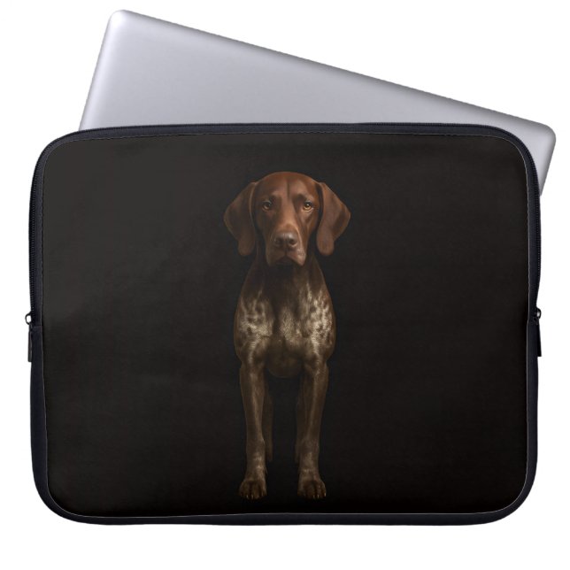 Black 4 Luxe Laptop Sleeve, German Pointer Dog Sleeve (Front)