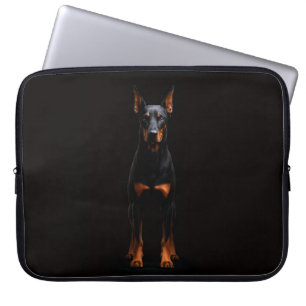 Black 4 Luxe Laptop Sleeve, Guardian Doberman Dog Laptop Sleeve