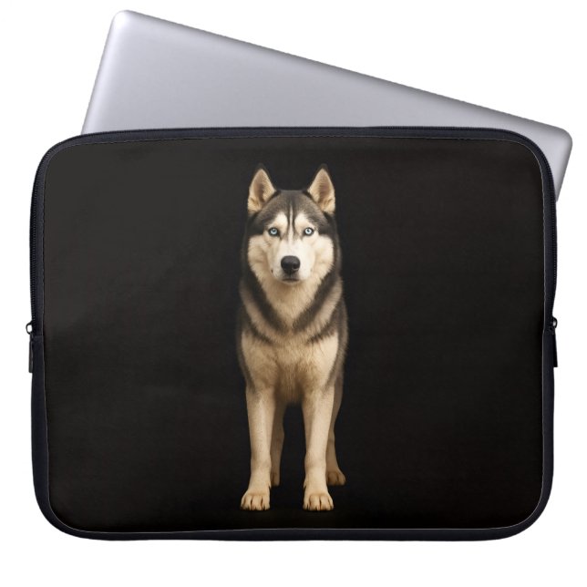 Black 4 Luxe Laptop Sleeve, Icy Elite Husky Laptop Sleeve (Front)