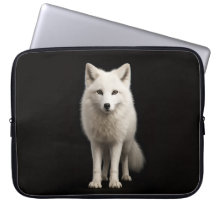 Black 4 Luxe Laptop Sleeve, Ivory Arctic Fox