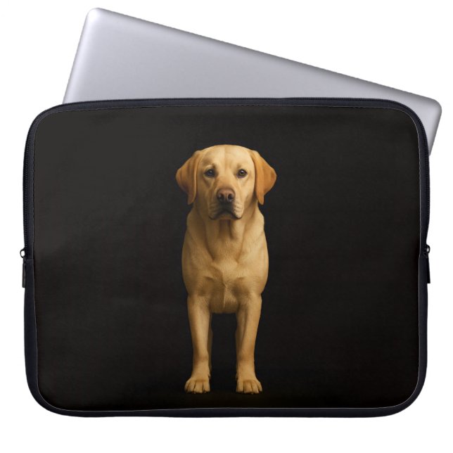Black 4 Luxe Laptop Sleeve, Minimalist Labrador Laptop Sleeve (Front)