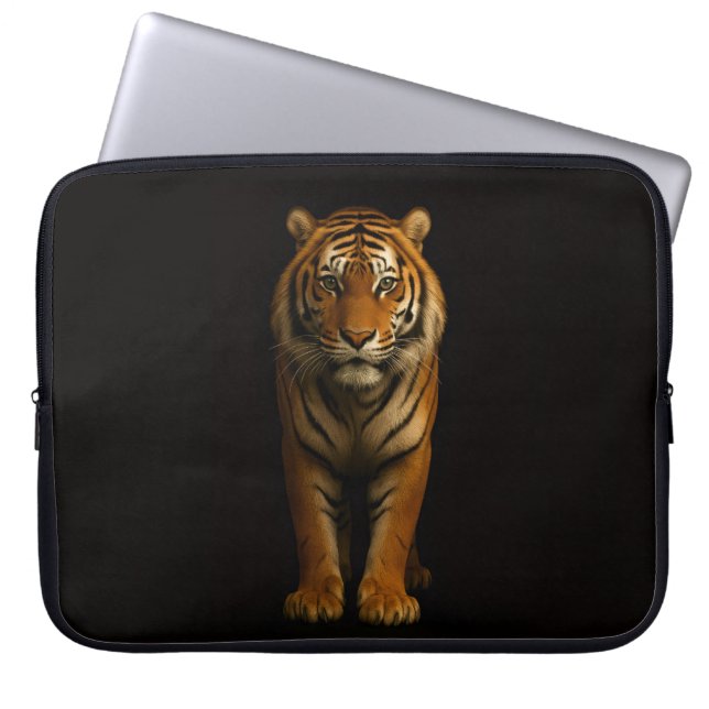 Black 4 Luxe Laptop Sleeve, Noble Tiger Sleeve (Front)