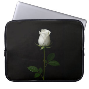 Black 4 Luxe Laptop Sleeve, Pure White Rose Laptop Sleeve