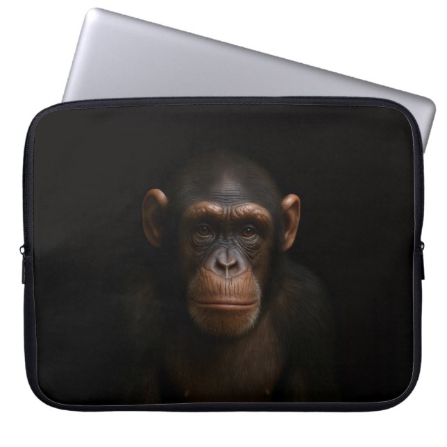 Black 4 Luxe Laptop Sleeve, Serene Chimpanzee Sleeve (Front)