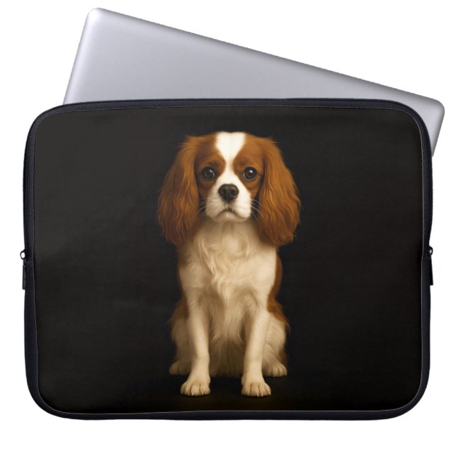 Black 4 Luxe Laptop Sleeve, Sweet Cavalier Spaniel Laptop Sleeve (Front)