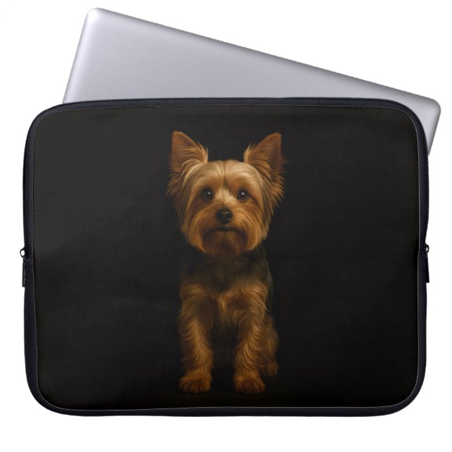 Black 4 Luxe Laptop Sleeve, Yorkshire Terrier Laptop Sleeve (Front)