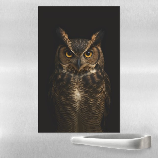 Black 4 Luxe Magnetic Sheet, Golden Amber Eye Owl Magnetic Dry Erase Sheet (In Situ)