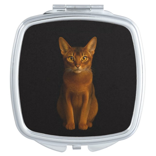 Black 4 Luxe mirror, Abyssinian Beauty Cat Compact Mirror (Front)