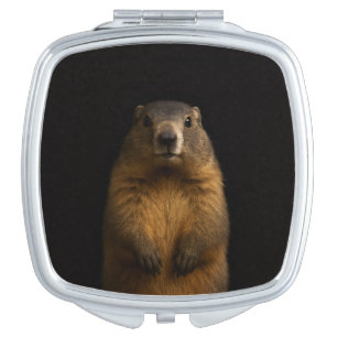 Black 4 Luxe mirror, Fluffy Marmot Compact Mirror