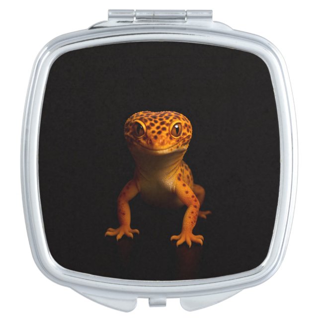 Black 4 Luxe mirror, Leopard Gecko Compact Mirror (Front)