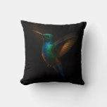 Black 4 Luxe MoJo Pillow, Flying Hummingbird Throw Pillow