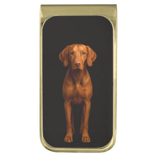 Black 4 Luxe Money Clip with Agile Vizsla Dog