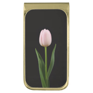 Black 4 Luxe Money Clip with Blush Pink Tulip