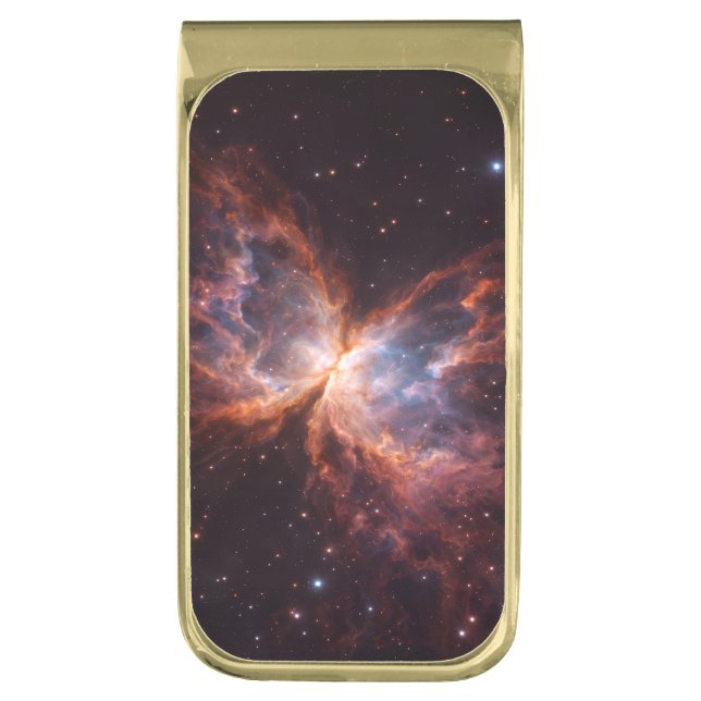 Black 4 Luxe Money Clip with Butterfly Nebula (Front Vertical)