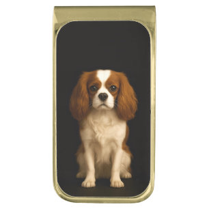 Black 4 Luxe Money Clip with Cavalier Spaniel