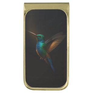 Black 4 Luxe Money Clip with Flying Hummingbird