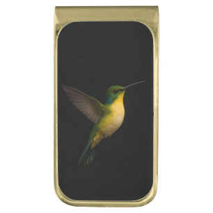 Black 4 Luxe Money Clip with Flying Hummingbird