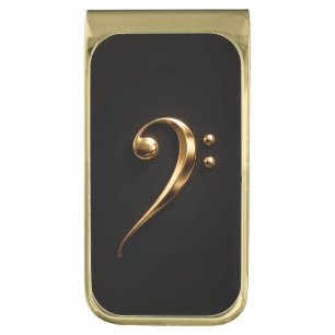 Black 4 Luxe Money Clip with Golden Bass Clef