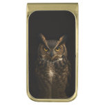 Black 4 Luxe Money Clip with Golden Eye Owl