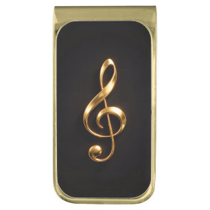 Black 4 Luxe Money Clip with Golden Treble Clef