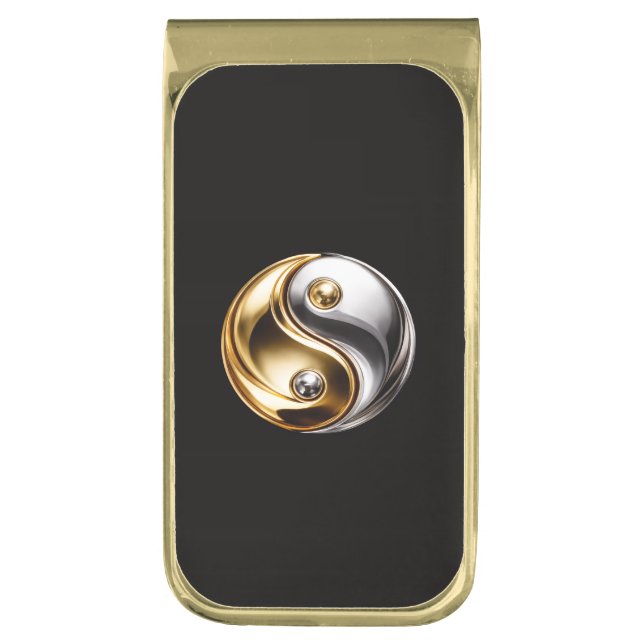Black 4 Luxe Money Clip with Harmony Yin Yang (Front Vertical)