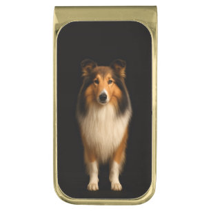 Black 4 Luxe Money Clip with Loyal Collie Dog