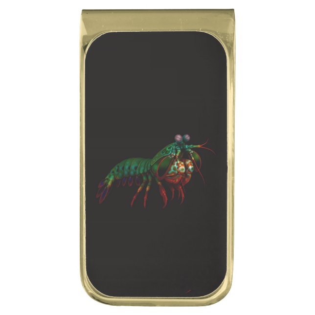 Black 4 Luxe Money Clip with Mantis Shrimp (Front Vertical)