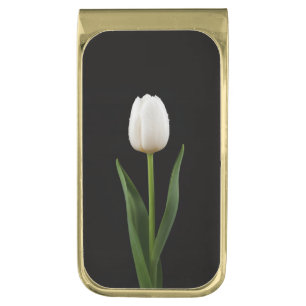 Black 4 Luxe Money Clip with Pearl White Tulip