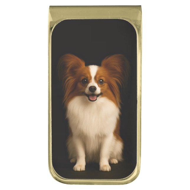 Black 4 Luxe Money Clip with Refined Papillon (Front Vertical)