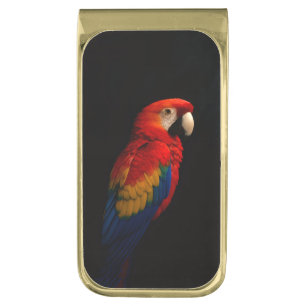 Black 4 Luxe Money Clip with Scarlet Parrot