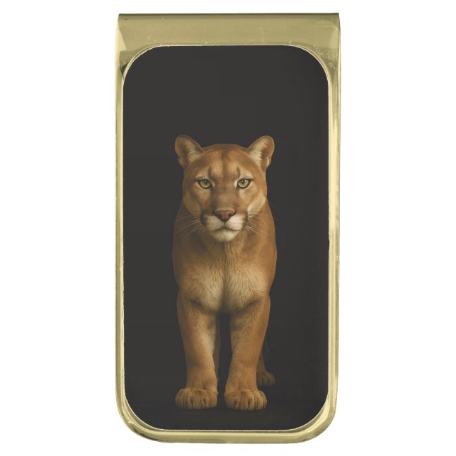 Black 4 Luxe Money Clip with Silent Prime Puma (Front Vertical)