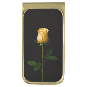 Black 4 Luxe Money Clip with Sunlit Yellow Rose