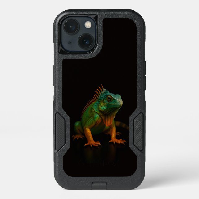 Black 4 Luxe OtterBox iPhone 13, Green Iguana (Back)