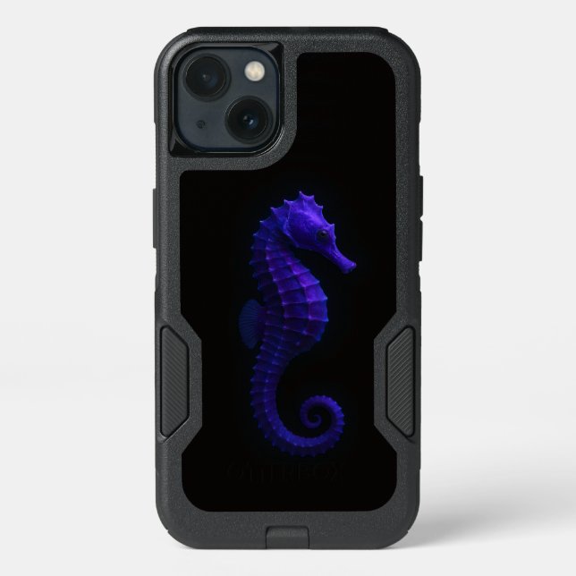Black 4 Luxe OtterBox iPhone 13, Violet Seahorse (Back)