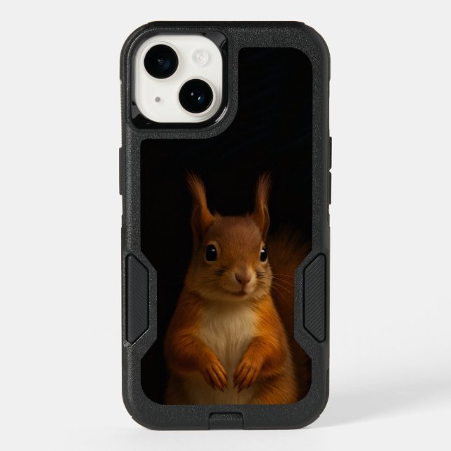 Black 4 Luxe OtterBox iPhone 14 Case, Red Squirrel (Back)