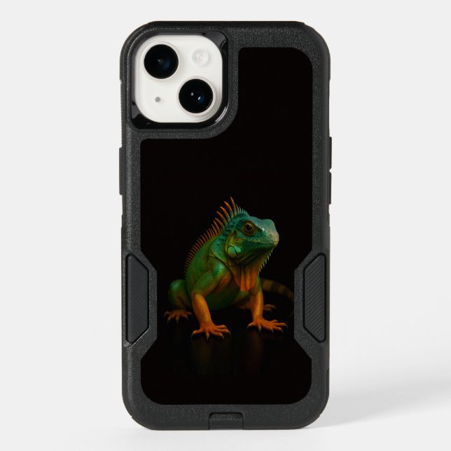 Black 4 Luxe OtterBox iPhone 14, Green Iguana (Back)