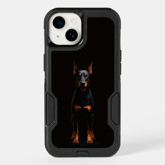 Black 4 Luxe Otterbox iPhone 14, Guardian Doberman (Back)