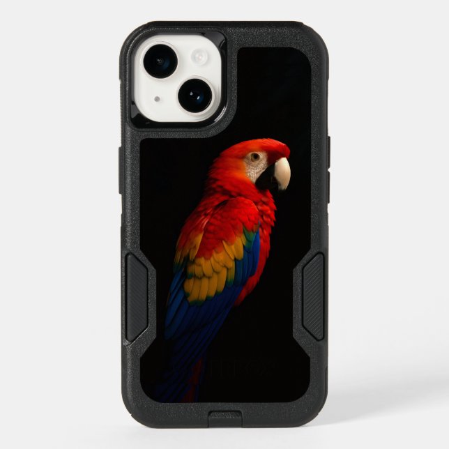 Black 4 Luxe Otterbox iPhone 14, Scarlet Parrot (Back)
