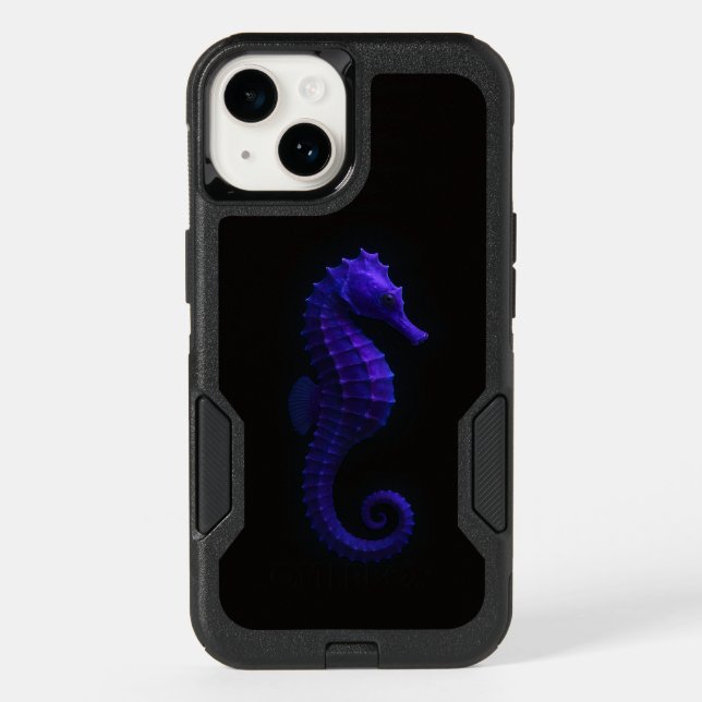 Black 4 Luxe OtterBox iPhone 14, Violet Seahorse (Back)