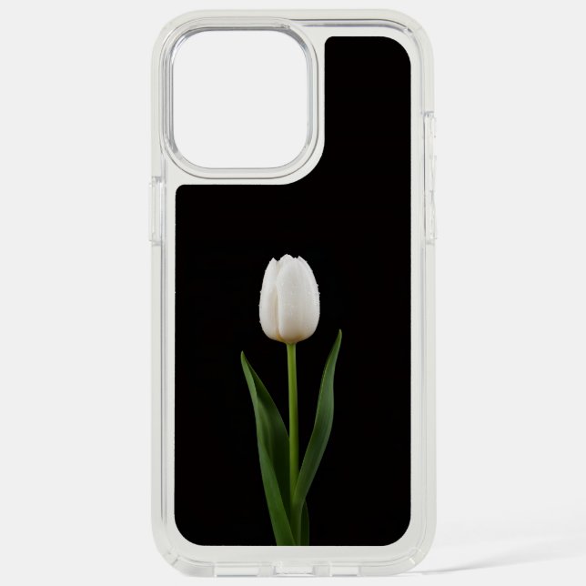 Black 4 Luxe, Pearl White Tulip iPhone 15 Pro Speck iPhone Case (Front)