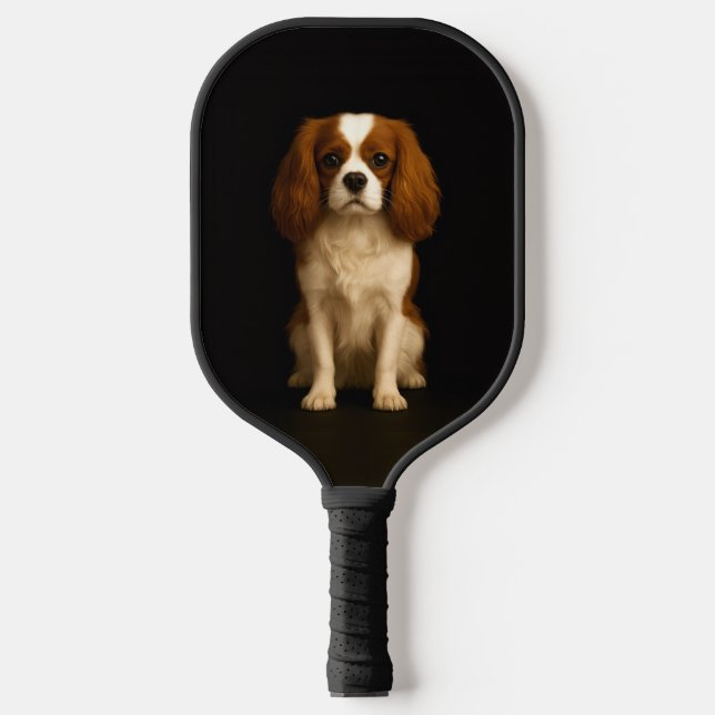 Black 4 Luxe Pickleball Paddle, Cavalier Spaniel Paddle (Front)