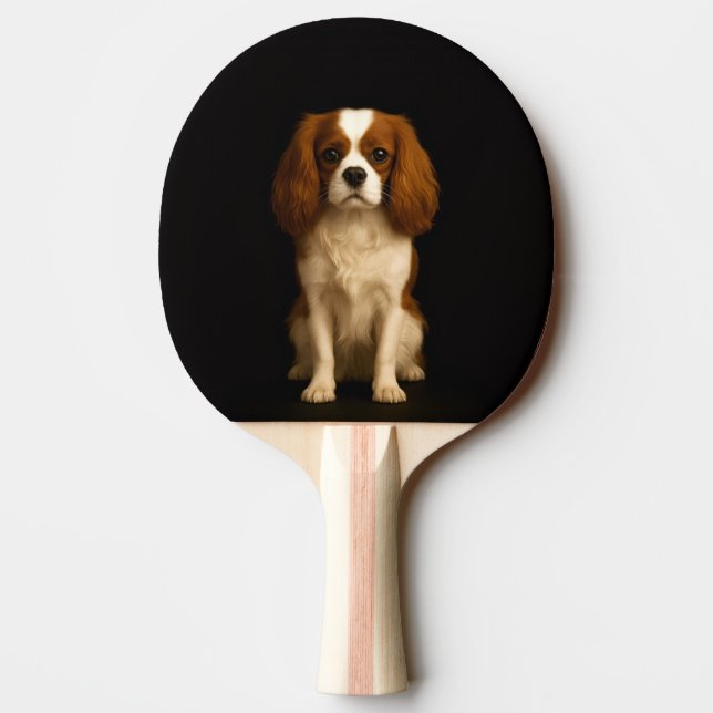 Black 4 Luxe ping pong paddle, Cavalier Spaniel Ping Pong Paddle (Back)