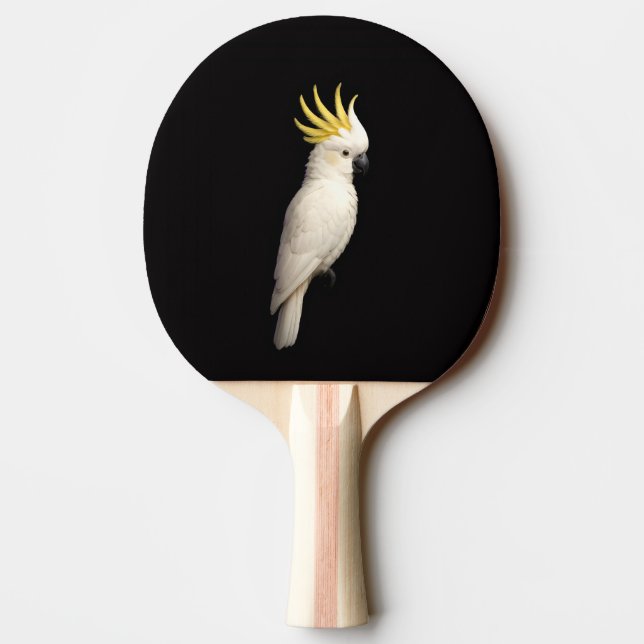 Black 4 Luxe ping pong paddle, Crested Cockatoo Ping Pong Paddle (Back)