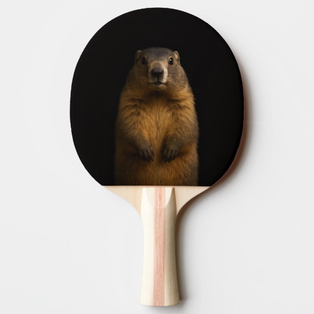 Black 4 Luxe ping pong paddle, Fluffy Marmot Ping Pong Paddle (Back)