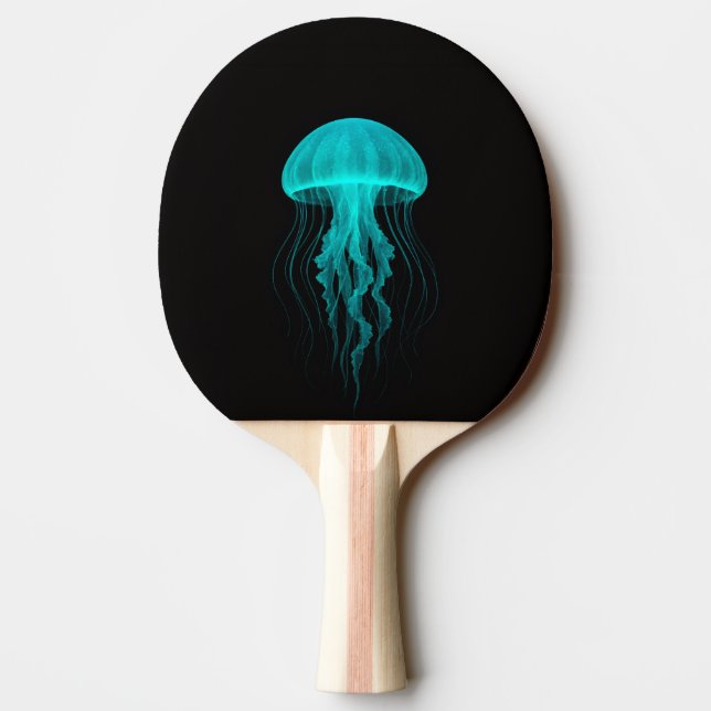 Black 4 Luxe ping pong paddle, Green Jellyfish Paddle (Back)
