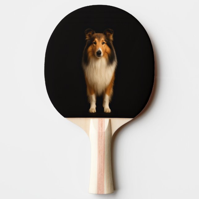Black 4 Luxe ping pong paddle, Loyal Collie Dog Paddle (Back)